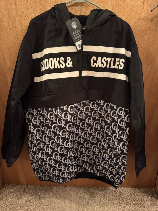 Crooks & Castles Other - Crooks & Castles Lux Monogram half-zip windbreaker jacket